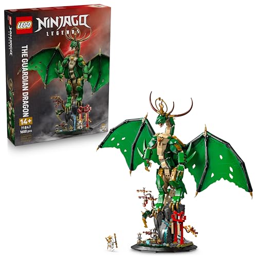 Lego Ninjago Drago-Guardiano - Giocattolo Da Costruire Di Action Figure Snodabile Con Minifigure Del Maestro Wu Ed Espositore Effetto Roccia - Regalo