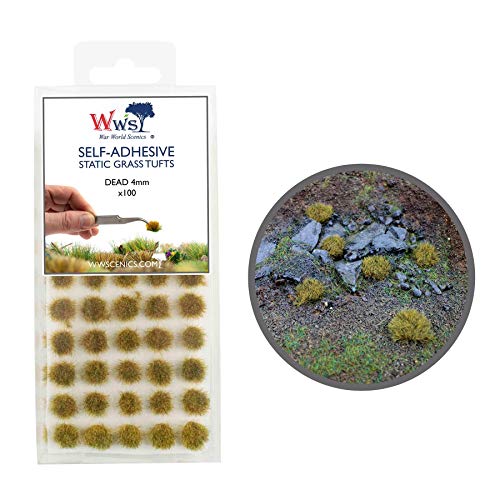 War World Scenics 100 X Ciuffi Di Erba Statica Autoadesivi - Secca, 4Mm - Modellismo Statico Ferroviario Wargame Erbetta Sintetica Diorama Spedizione