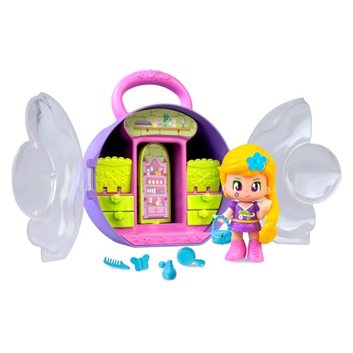 Pinypon Favole, Armadio Color Viola Con Maniglia, Personaggio Di Rapunzel Dal Mondo Delle Fiabe, Con Accessori Riponibili Dentro L'Armadio, + 4 Anni,