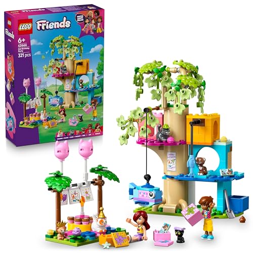 Lego Friends Festa Di Compleanno Felina E Casa Sull’Albero Giocattolo - Include 2 Mini Bamboline E 5 Gatti, Tavolo Girevole, Pignatta E Accessori Per