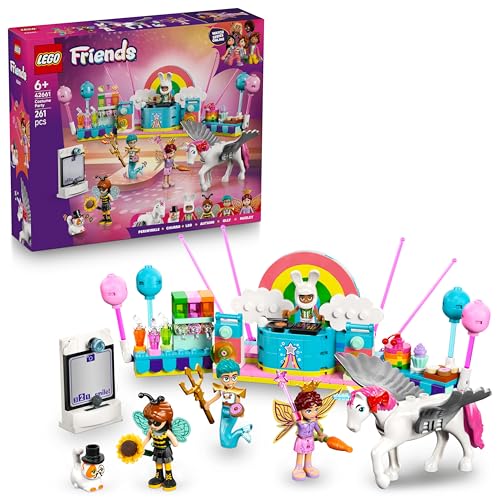 Lego Friends Party In Costume Con Unicorno E Fatina - Giocattolo Per Bambine Da 6 Anni In Su Con Palco, Consolle Dj, Cabina Fotografica, 4 Mini Bambol