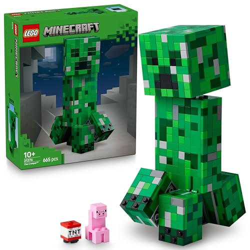 Lego Minecraft Creeper Giocattolo - Action Figure Di Mob Snodabile Con Scomparto Segreto Con Maiale E Elemento Tnt - Costruzioni Per Bambini, Bambine