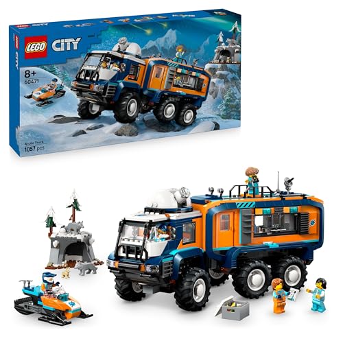 Lego City Grande Camion Artico Con Laboratorio - Veicolo Giocattolo Da Esplorazione Con Sterzo E Sospensioni - Motoslitta, 5 Minifigure E 3 Animali -