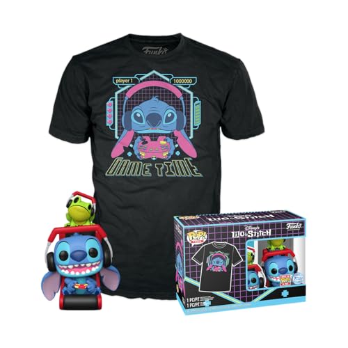 Funko Pop! & Tee: L & S - Gmr Stitch With Frog With Frog - L - Lilo And Stitch - T-Shirt, Maglietta Vestiti A Maniche Corte Con Figura In Vinile Da Co