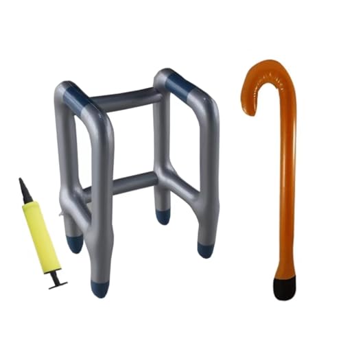 Giocattolo Deambulatore E Bastone Per Anziani Gonfiabile, Regalo Divertente Scherzo Compleanno 50 60 70 80 90 Anni Festa Pensionamento Gadget (1*1)