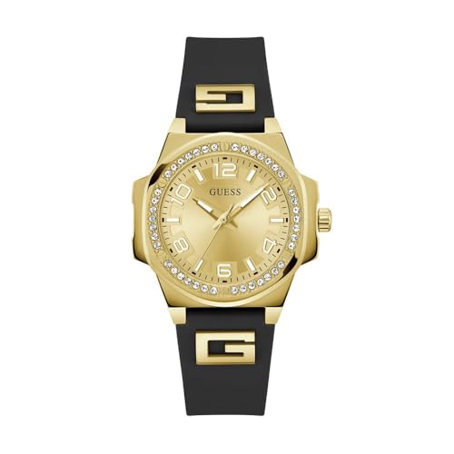 P Gld Cs W/Crys/Sun Champ Dl/Blk Logo Silicone Strp, Champagne