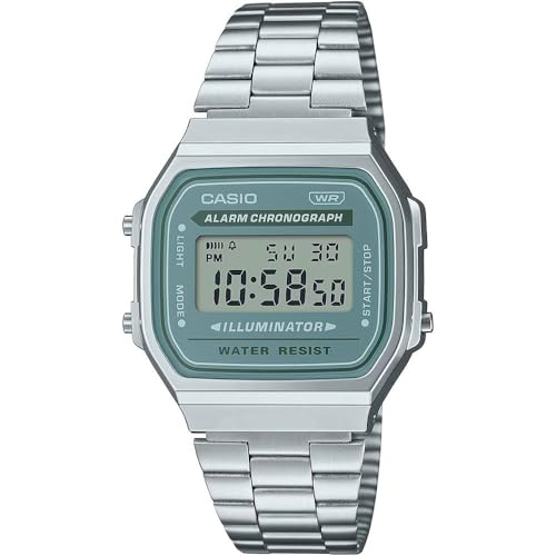 Casio Unisex Vintage A168Wa-3Aydf Quadrante Digitale Grigio Argento Cinturino In Acciaio Inossidabile D330