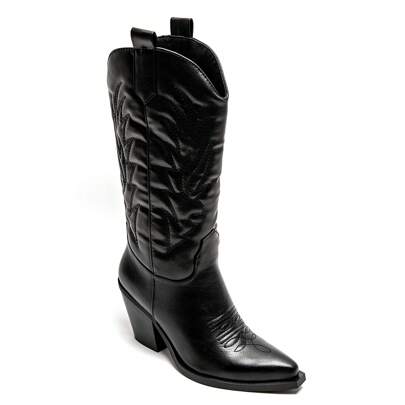 Bottes cowboy con talon bloc à motivi brodés stile western bout pointu