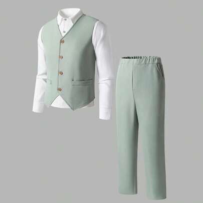 Completo casual alla moda per ragazzi adolescenti, adatto per occasioni formali, cene di gala, abbigliamento da gentiluomo