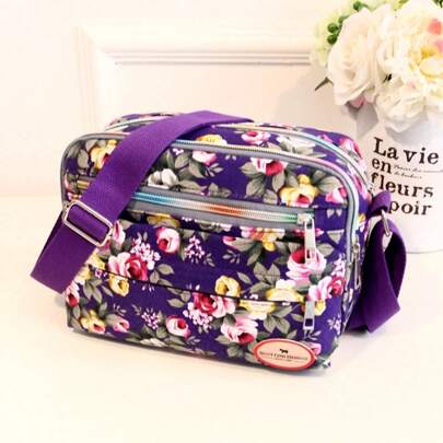 Borse multiple per donna, borse a spalla femminili, borse messenger in tela con cerniera e stampa, borse a spalla vintage