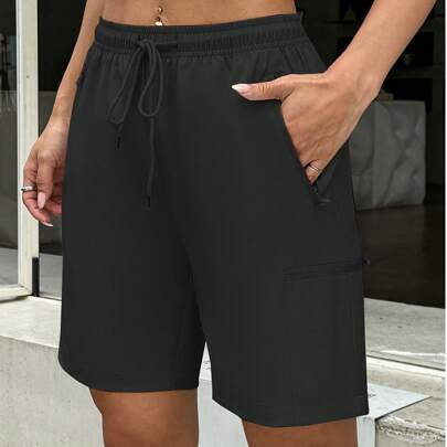 Pantaloncini cargo con tasche da donna, pantaloncini sportivi casual con vestibilità morbida, traspiranti e rinfrescanti, pantaloncini da palestra e s