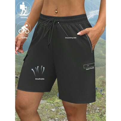 Shorts cargo da donna per attività all'aperto, modello loose fit tipo bermuda, design multi-tasche adatto per uso casual quotidiano, corsa, esercizio
