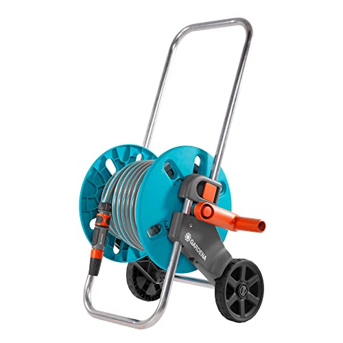 Gardena 18502-50 Avvolgitubo Da Giardino Carrello Avvolgitubo Nero, Blu, Acciaio Inossidabile