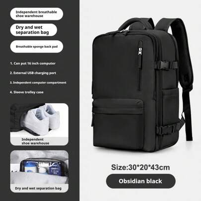Grande zaino da viaggio unisex, zaino porta PC business, bagaglio a mano 40x20x25 approvato dalle compagnie aeree, zaino impermeabile multifunzionale