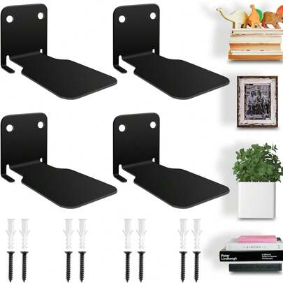 Etagère Murale Flottante Metal Bibliothèque Invisible pour Livres, scrivania, cucina-nero