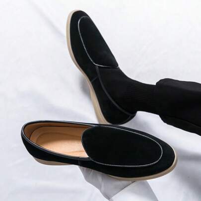 Mocassini casual minimalisti da uomo, slip-on, scarpe eleganti da cerimonia, nere, scarpe da cerimonia di moda