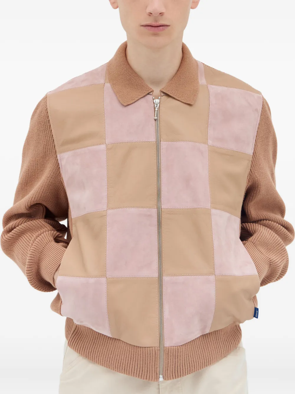 Awake NY knitted-panel suede jacket - Marrone