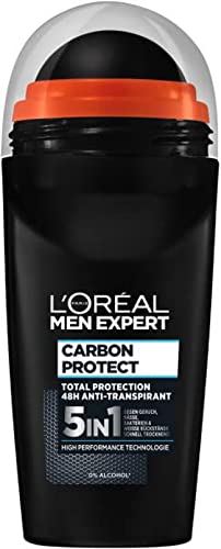 L'Oréal Men Expert Deodorante Da Uomo 5 In 1 Contro La Formazione Di Odori, Umidità, Batteri E Residui Bianchi Per Fino A 48 Ore Di Freschezza, Carbon