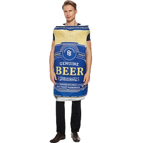 Divertente costume da lattina di birra per uomo, divertente Oktoberfest costume da festa di carnevale, costume unico per gli amanti della birra per fe