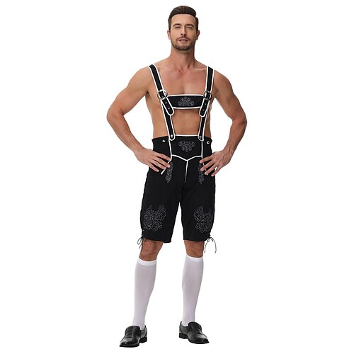 Carnevale Birra Oktoberfest Costume Lederhosen Bavarese Tedesco Prati Per uomo Panno in stile tradizionale Shorts