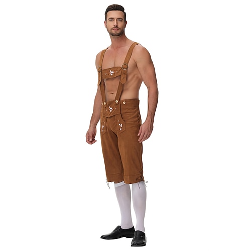 Carnevale Birra Oktoberfest Costume Lederhosen Bavarese Tedesco Prati Per uomo Panno in stile tradizionale Shorts