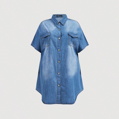 Abito camicia di jeans blu Taglie forti per Donna