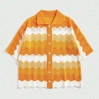 Camicia oversize lavorata a maglia, t-shirt a maniche corte in maglia