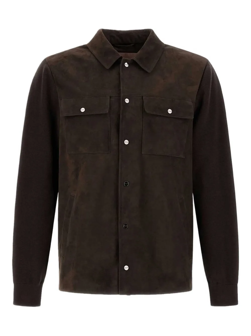 Herno suede panelled shirt jacket - Marrone