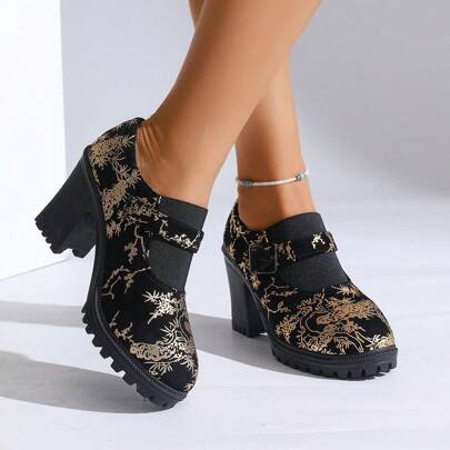 Nuovi stivaletti da donna con tacco alto, stivaletti casual alla moda con suola spessa, stivaletti corti versatili antiscivolo monocolore, stivaletti
