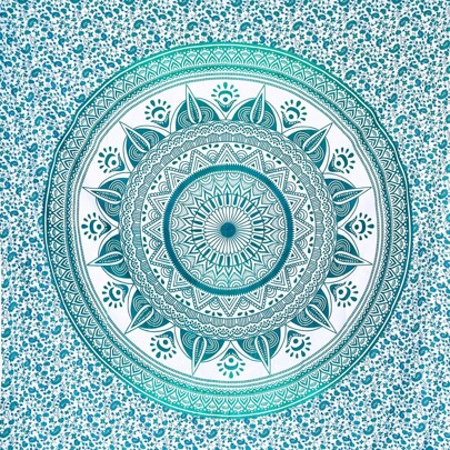 Telo mare grande antisabbia XL - con motivo mandala - ideale come pareo, telo mare grande antisabbia o telo mare XL - turchese, 148x210 cm