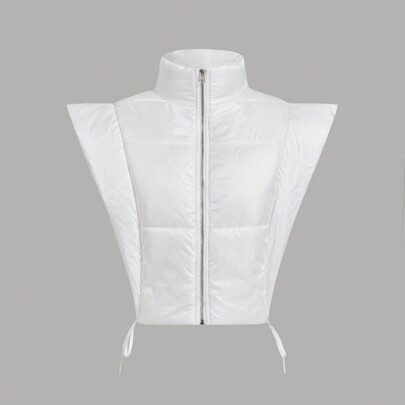 Giacca autunnale e invernale, con collo alto bianco, decorazioni con lacci laterali, abbigliamento invernale, giacca, giacca invernale da donna, cappo