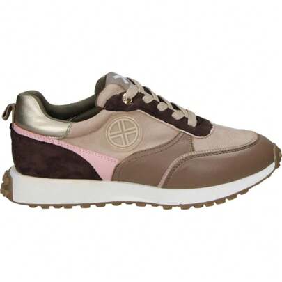 Sneakers per bambine – Sneakers beige – Sneakers con lacci – Sneakers in pelle vegana – Stile casual – Stile urbano – Comode – Moda giovane – Modello