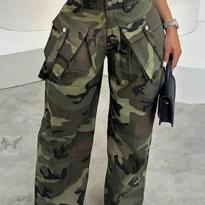 Pantaloni cargo cargo cargo stile retrò americano, gamba dritta, stile streetwear