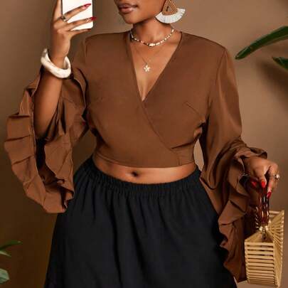 Taglie forti Eleganti top da uscire con fiocco sexy