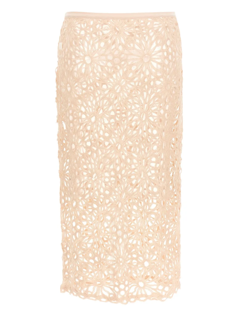 Norma Kamali floral-crochet midi skirt - Toni neutri