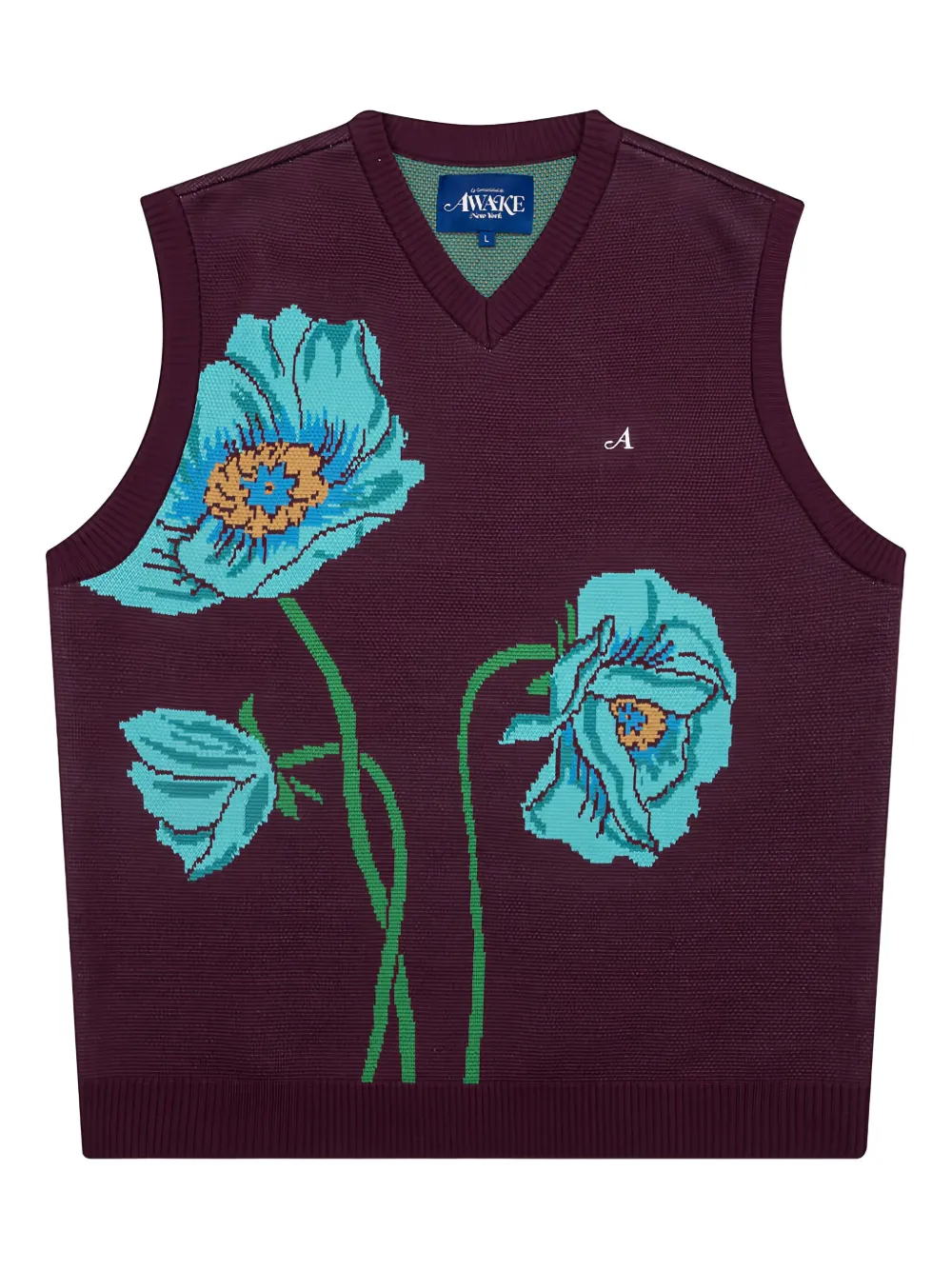 Awake NY floral-intarsia sweater vest - Rosso