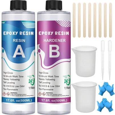 Set di resina epossidica per principianti 1000ml, set di colata in resina epossidica cristallina trasparente con stampi per resina epossidica, accesso