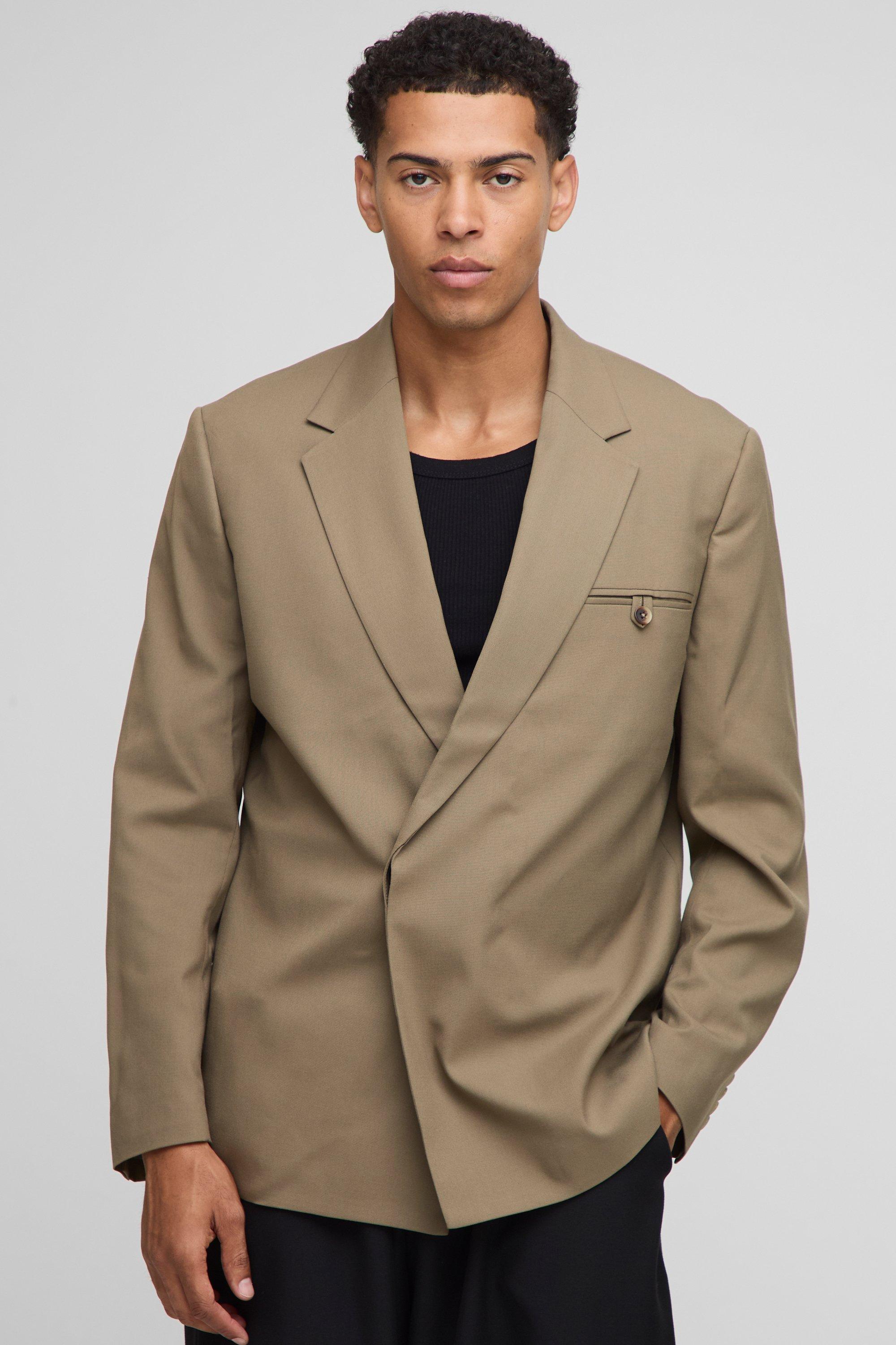 Relaxed Fit Boxy Blazer, Brown