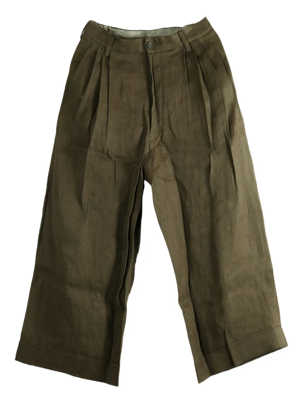 Ziggy Chen pleat-detail linen trousers - Verde