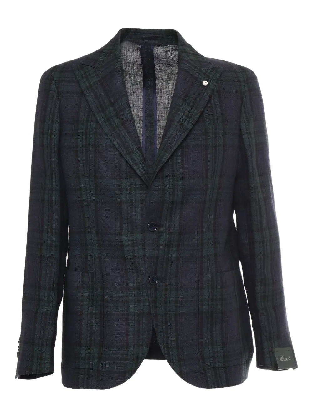 BRANDO plaid linen blazer - Blu