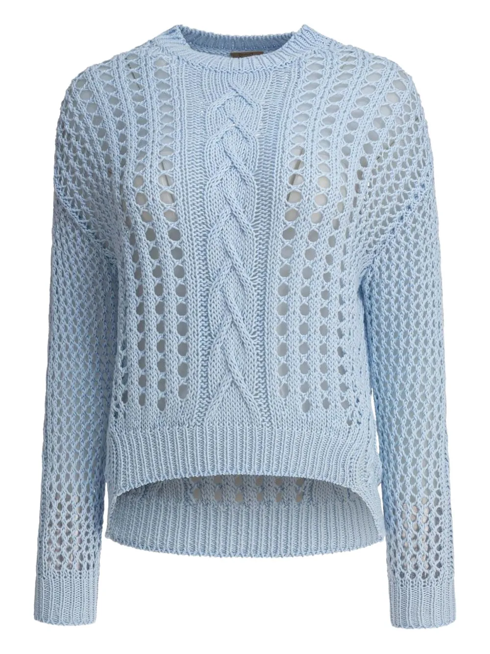 RAKKI cable-knit eyelet-detail sweater - Blu