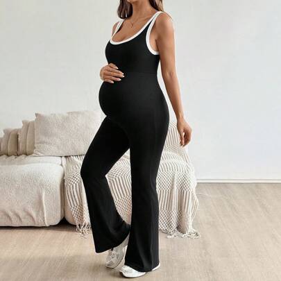 Tuta premaman slim aderente monocolore, tuta premaman casual semplice e alla moda per tutti i giorni, completi premaman, abiti premaman, completi prem
