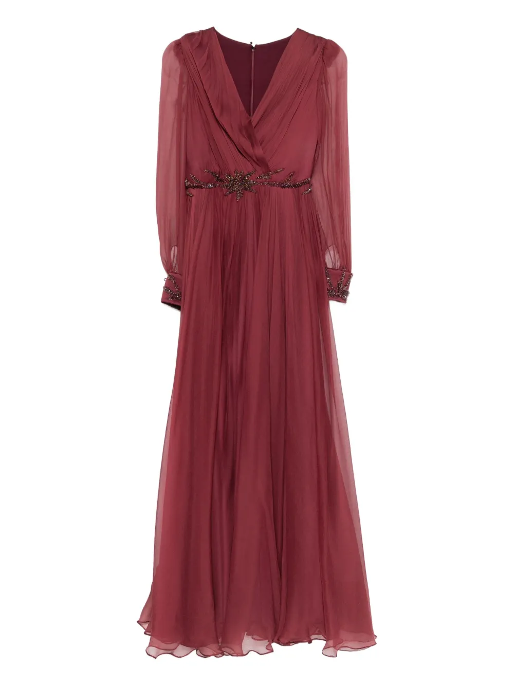 M.Marquise Michalea embellished pleated dress - Rosso