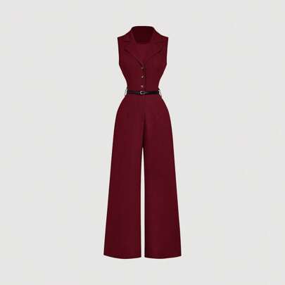 Tuta vintage bordeaux con colletto e cintura, tuta elegante, tuta da sera, tuta western, abiti da festa