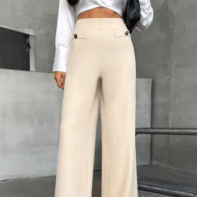 Pantaloni da tailleur per donna, a bottoni, dritti