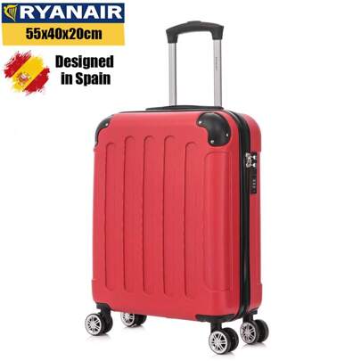 RAYKONG Maleta Cabina ABS 55x40x20cm 44L - Maxima aprovechamiento de Capacidad - 4 Ruedas Giratorias Dobles con 360Âª - Candado Incrustado - Amarillo/