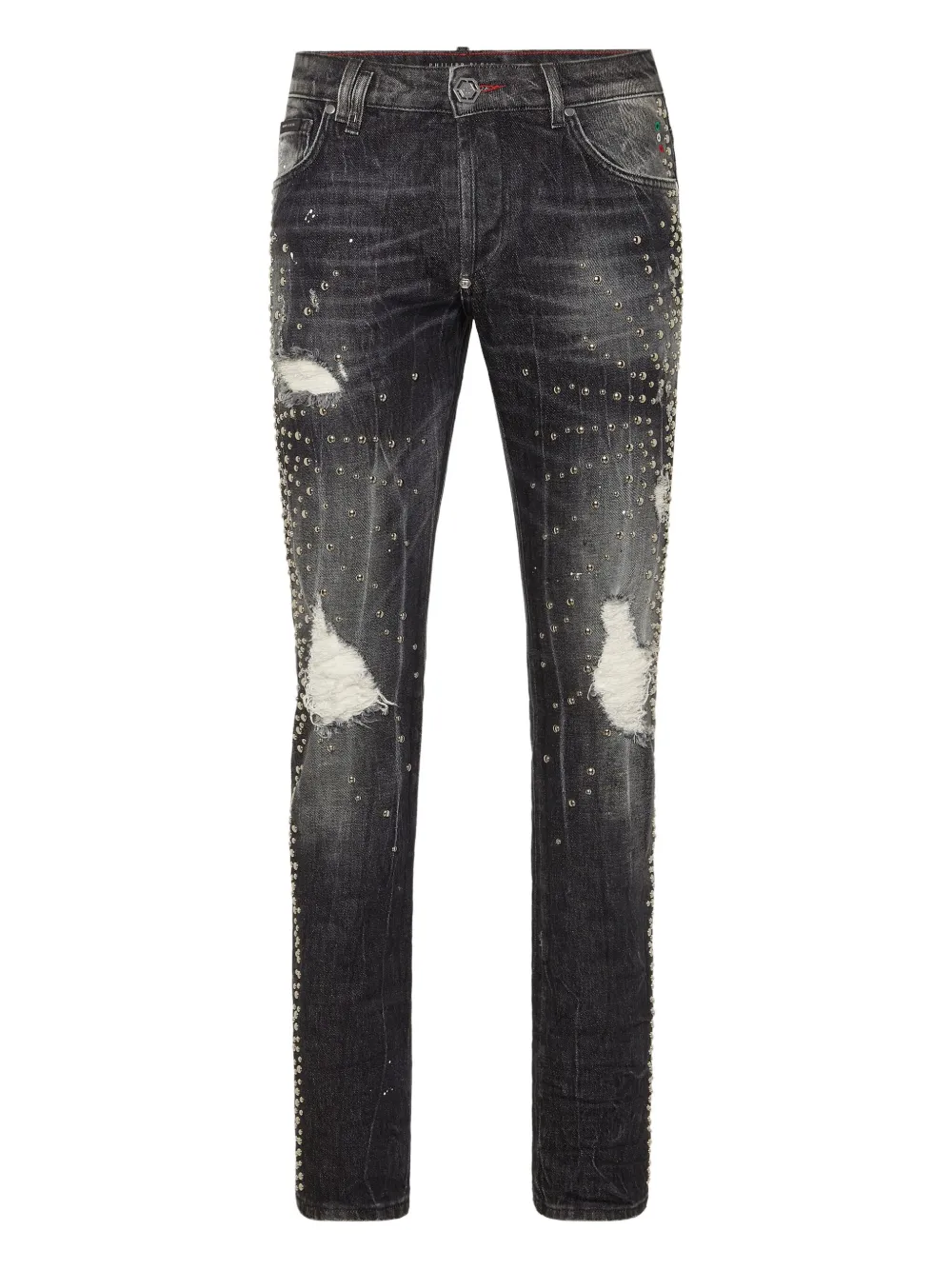 Philipp Plein studded distressed jeans - Grigio