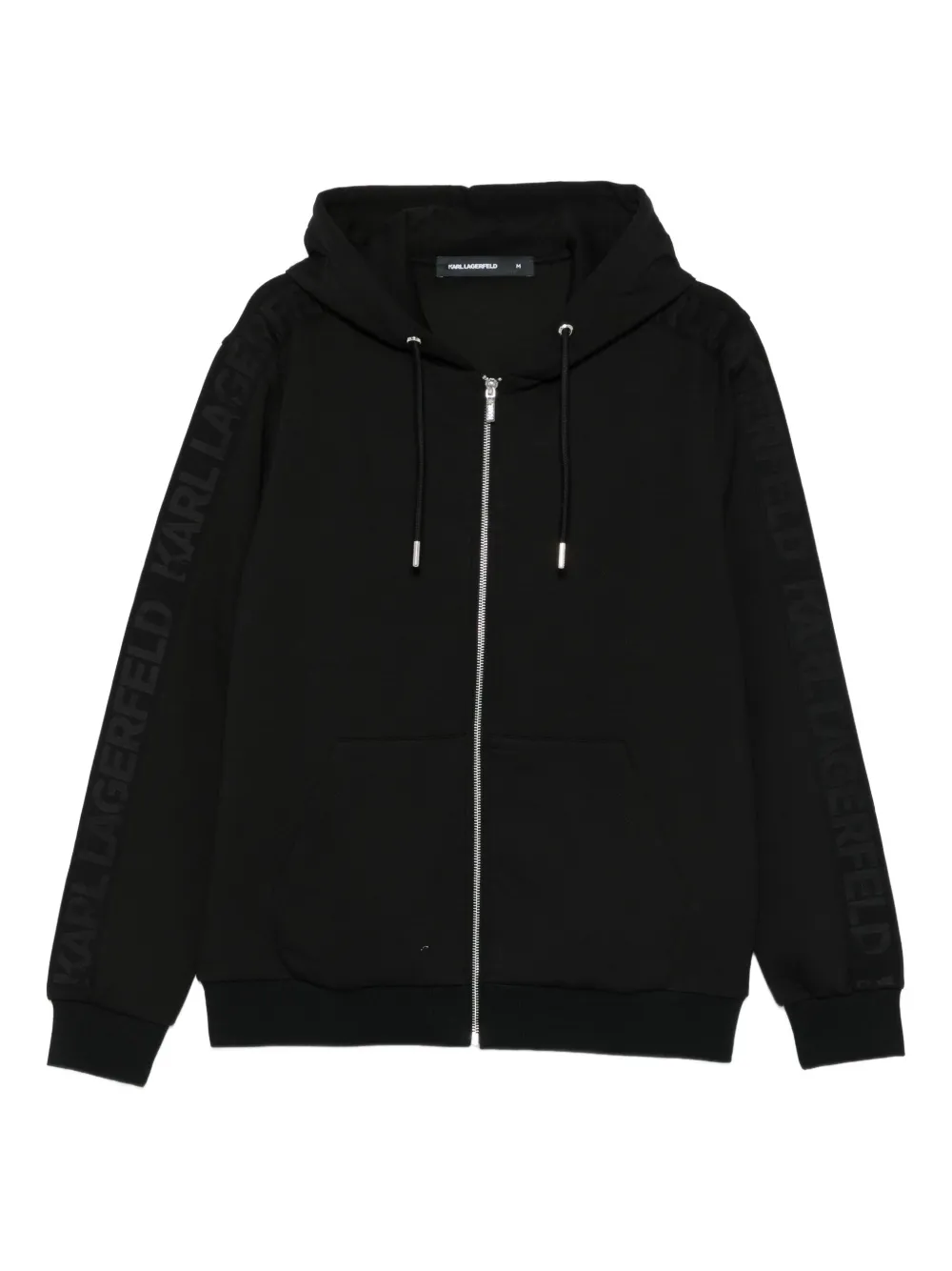 Karl Lagerfeld logo strap-detail zip-up hoodie - Nero
