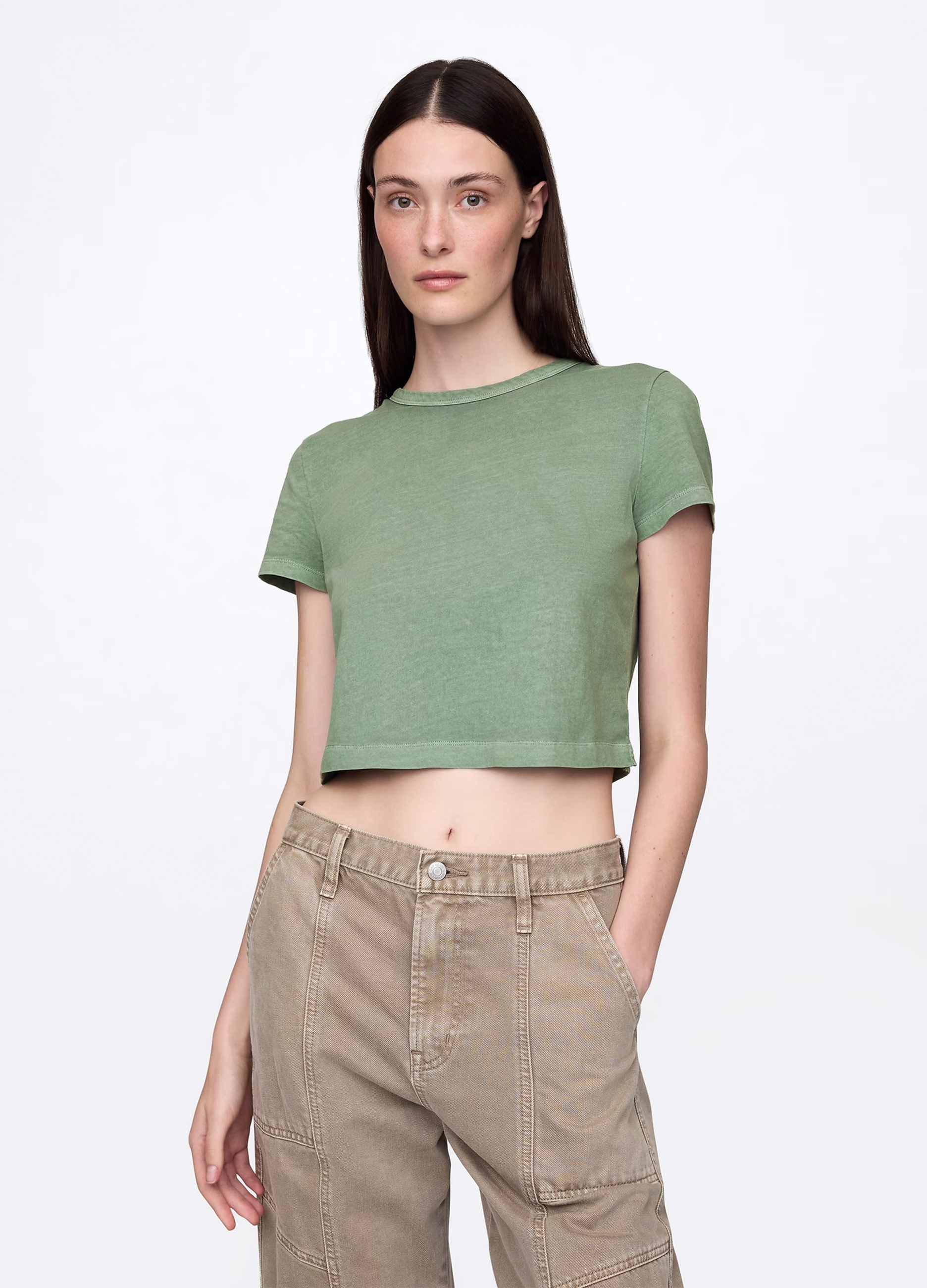 OVS, T-shirt Cropped Verde In Cotone, Donna, Verde, Taglia: M