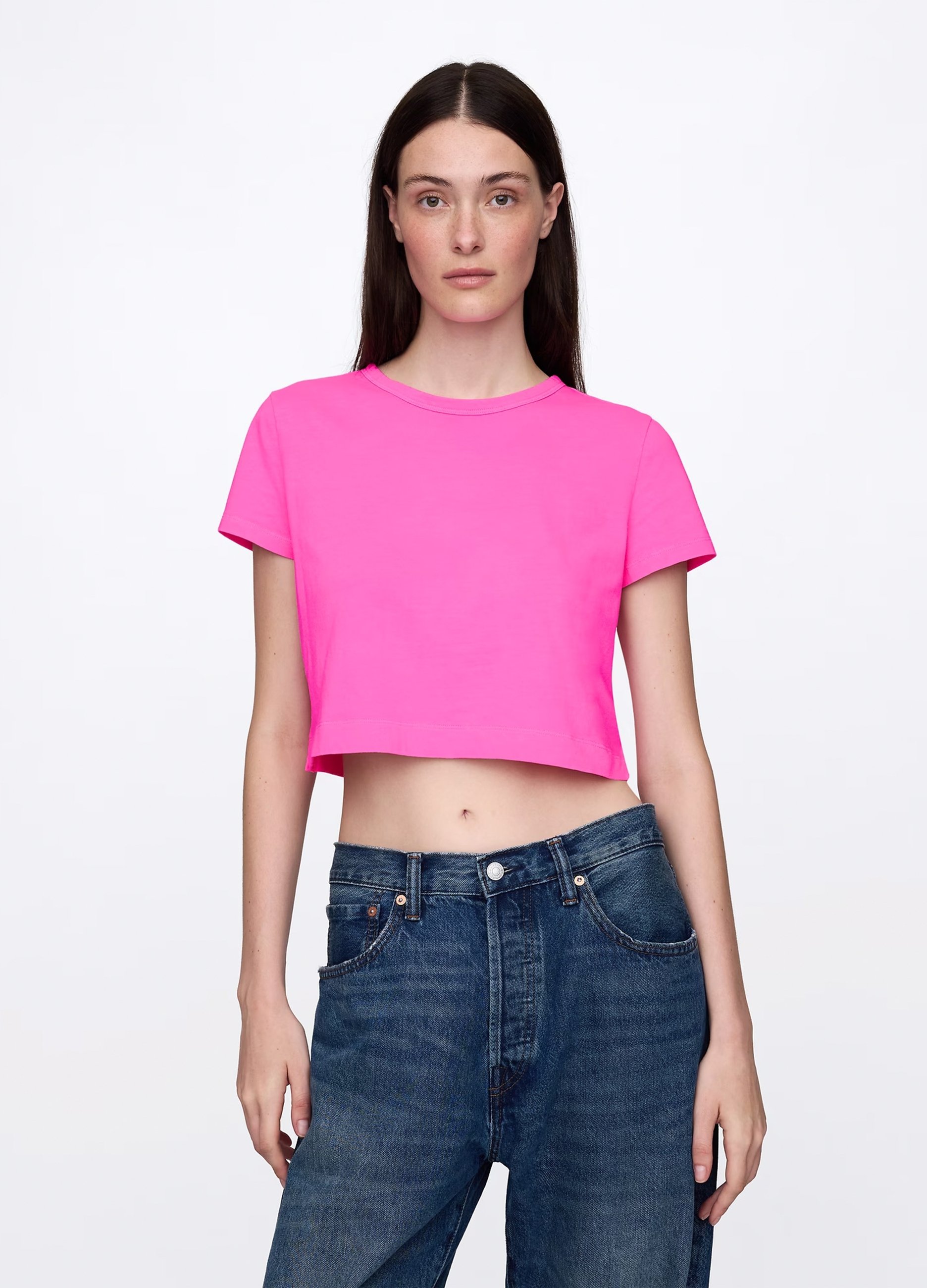 OVS, T-shirt Cropped Rosa In Cotone, Donna, Rosa, Taglia: XXS